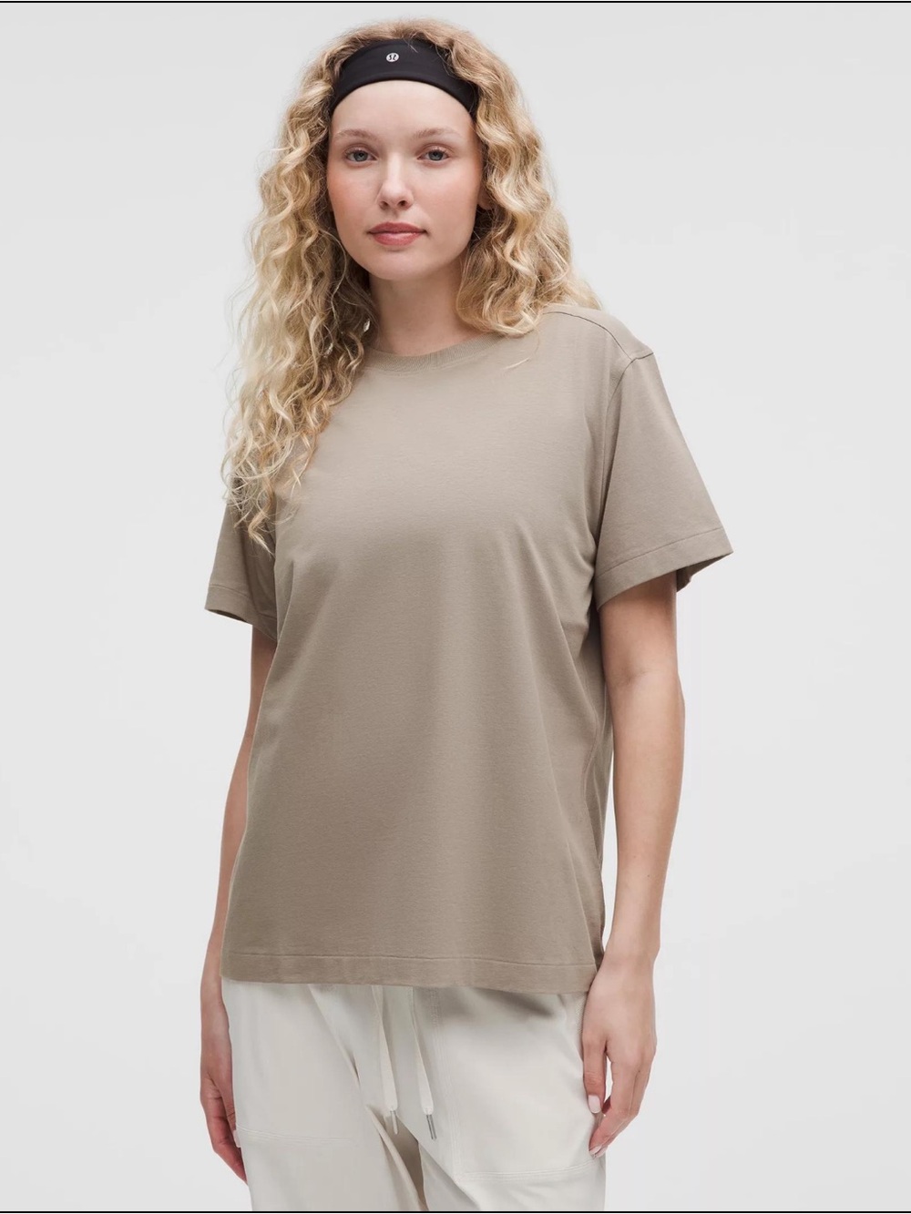 Worn once! Lululemon All Yours Organic Cotton T-Shirt in Downtown Tan 🤎 - Small